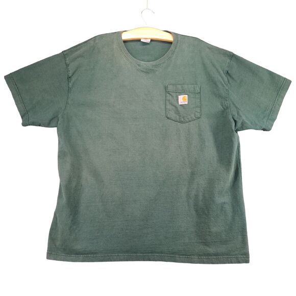 Carhartt Short Sleeve T Shirt Size 2XL Green Patch Logo Front Pocket - Picture 1 of 12